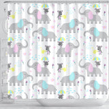 Cute Elephant Mouse Pattern Shower Curtain Fulfilled In US