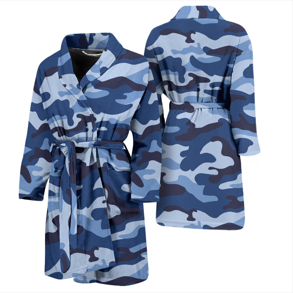 Blue Camo Camouflage Pattern Men'S Bathrobe