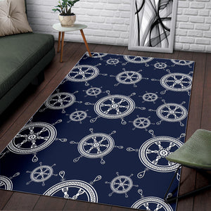 Nautical Steering Wheel Design Pattern Area Rug