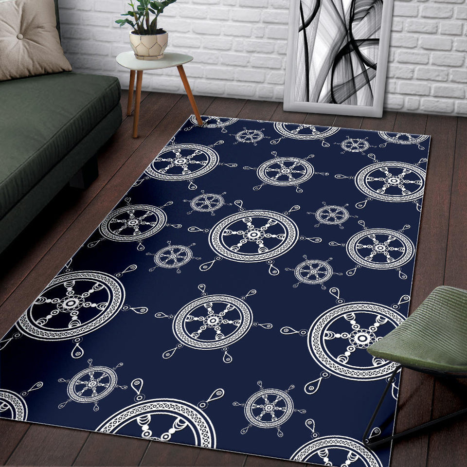 Nautical Steering Wheel Design Pattern Area Rug