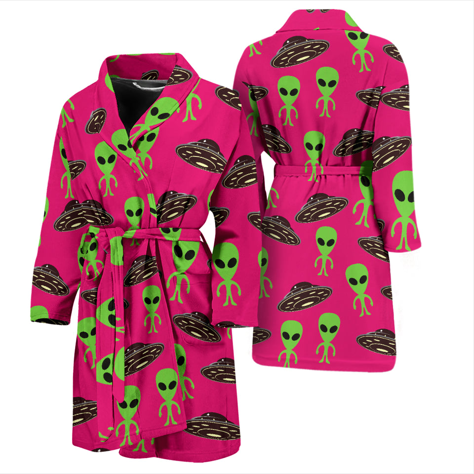 Alien Pattern Print Design 03 Men's Bathrobe