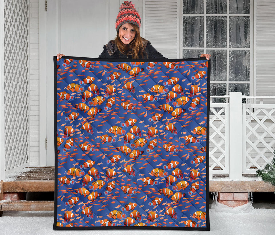 Clown Fish Pattern Print Design 04 Premium Quilt