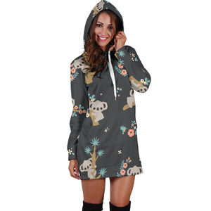 Cute Koala Pattern Women'S Hoodie Dress