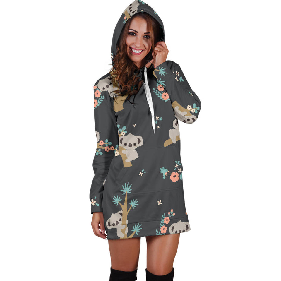 Cute Koala Pattern Women'S Hoodie Dress