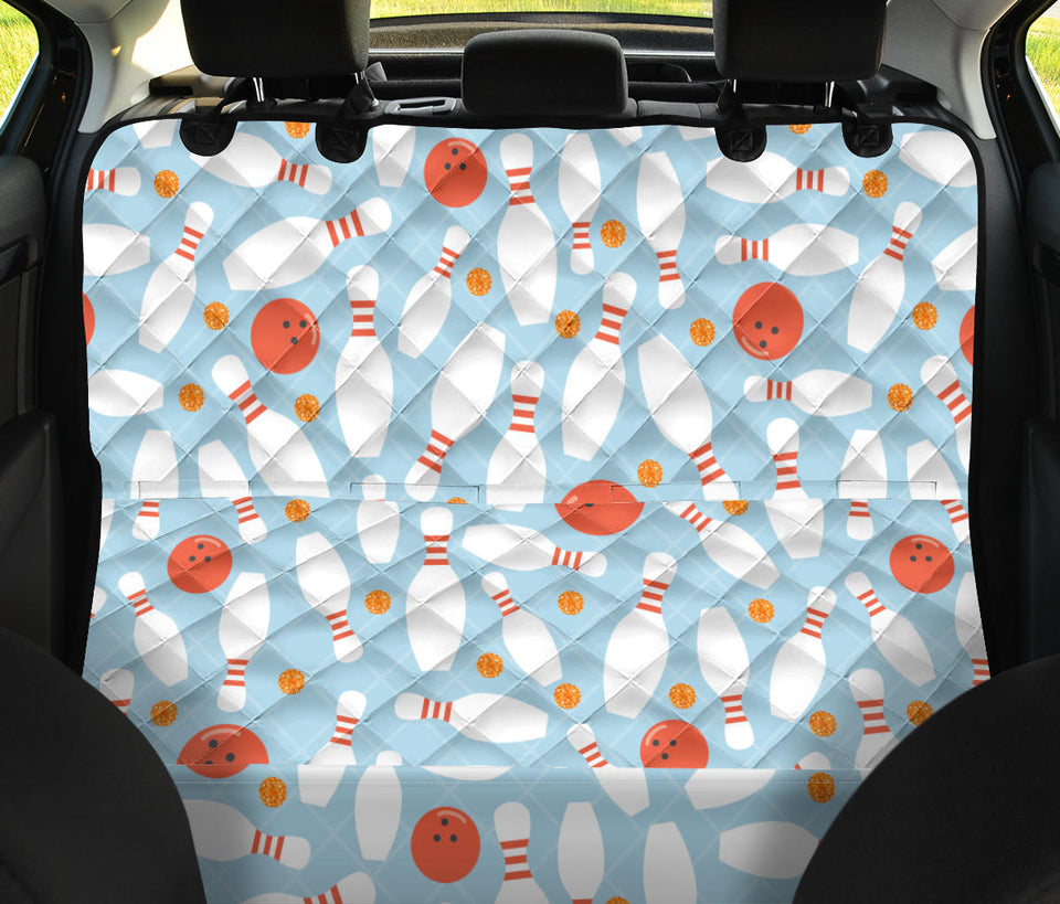 Bowling Ball Bowling Pins Blue Blackground Dog Car Seat Covers