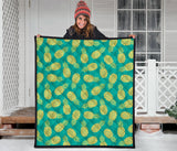 Pineapples Pattern Green Background Premium Quilt
