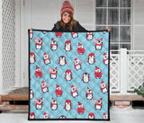 Cute Penguin Christmas  Design Pattern Premium Quilt