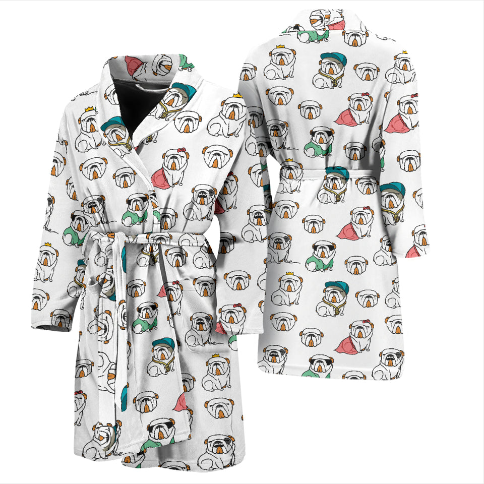 English Bulldog Pattern Print Design 03 Men's Bathrobe