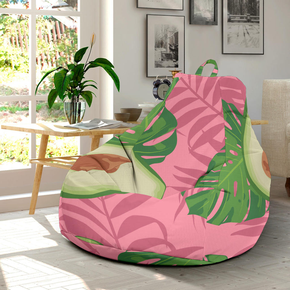 Avocado Slices Leaves Pink Back Ground Bean Bag Cover