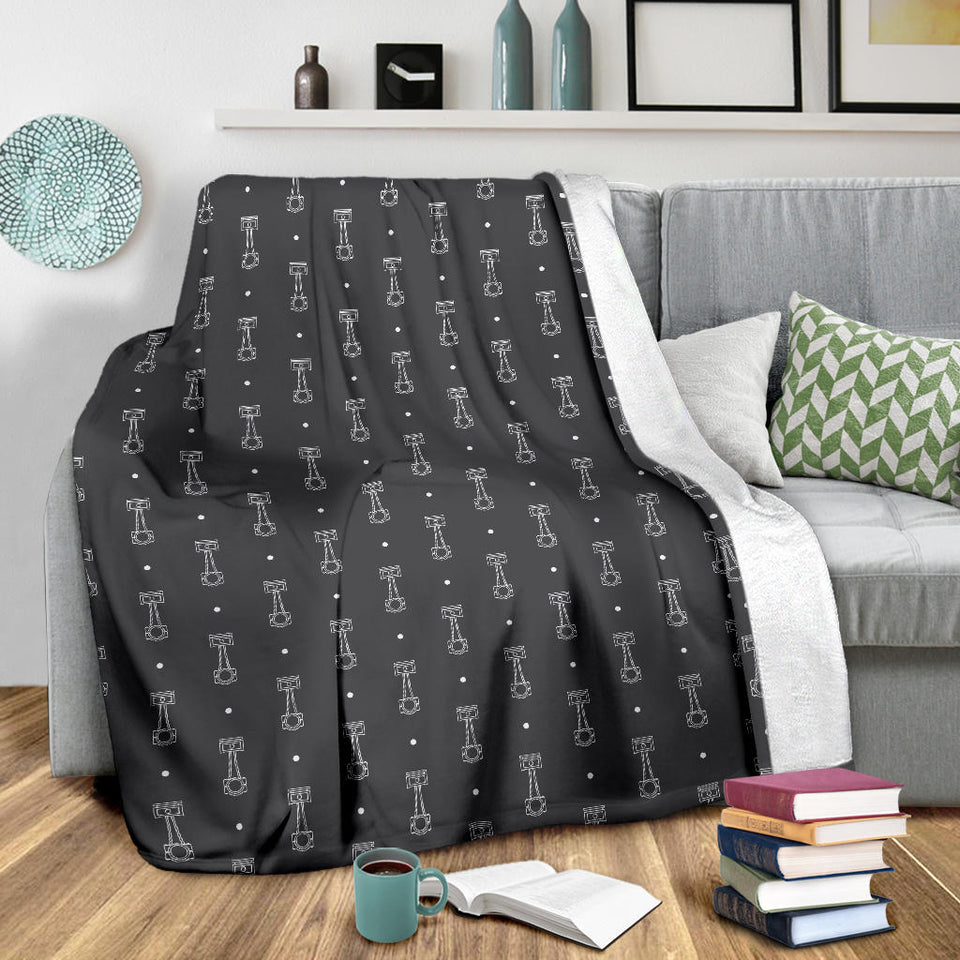 Engine Piston Black Background Pattern Print Design 02 Premium Blanket