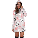 Cute Panda Ballon Heart Pattern Women'S Hoodie Dress