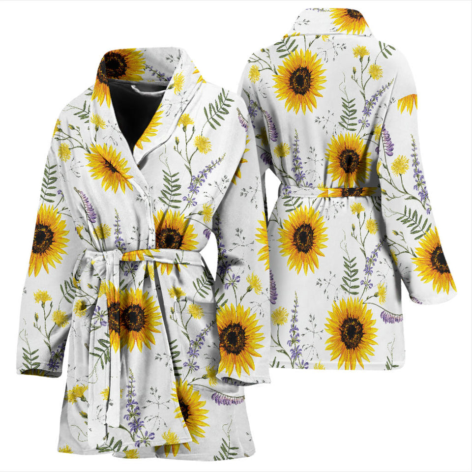 Beautiful Sunflowers Pattern Women'S Bathrobe