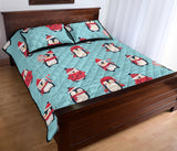Cute penguin christmas  design pattern Quilt Bed Set