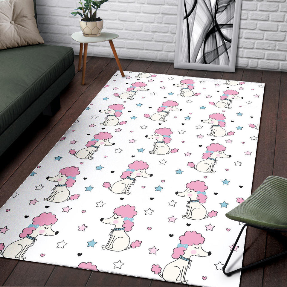 Cute Poodle Dog Star Pattern Area Rug