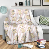 Cute Owl Leaf Premium Blanket