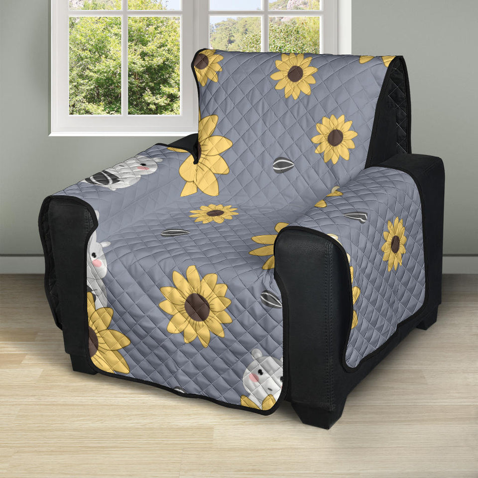 Cute hamster sunflower pattern background Recliner Cover Protector