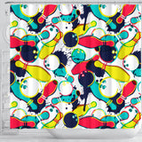 Watercolor Bowling Ball Pins Shower Curtain Fulfilled In US