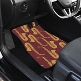 Hand Drawn Gold Saxophone Red Background  Front And Back Car Mats