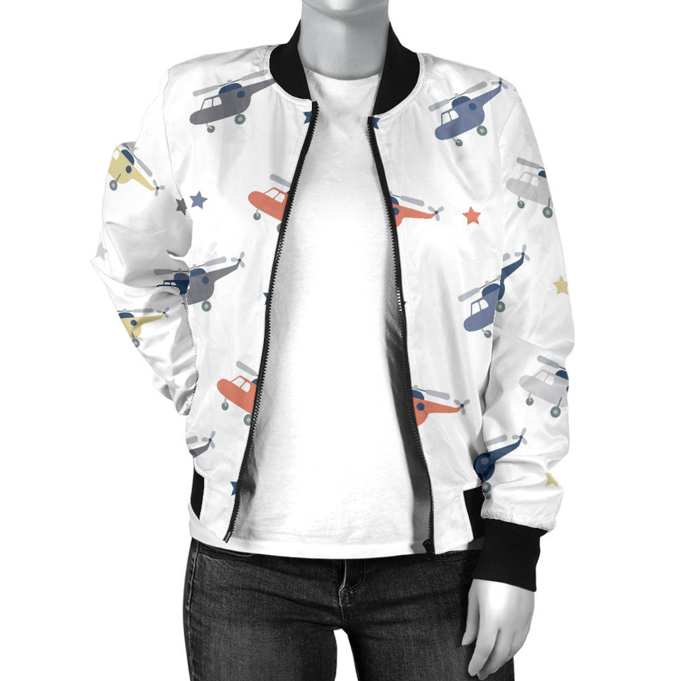 Cute Helicopter Star Pattern Women'S Bomber Jacket