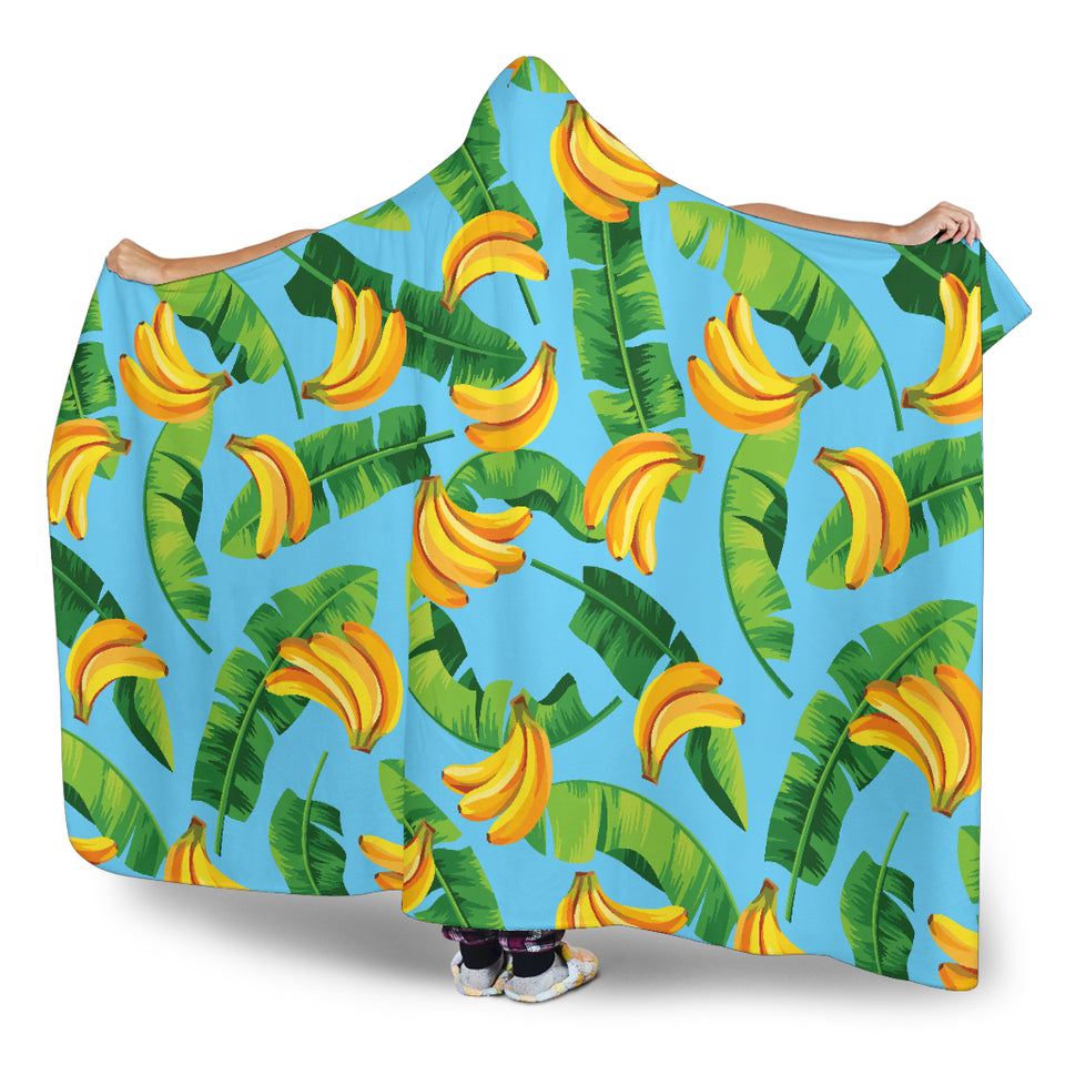 Banana Leaves Banana Design Pattern Hooded Blanket