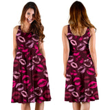 Lips Pattern Print Design 03 Sleeveless Midi Dress
