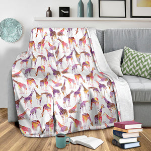 Giraffe Pattern Print Design 02 Premium Blanket