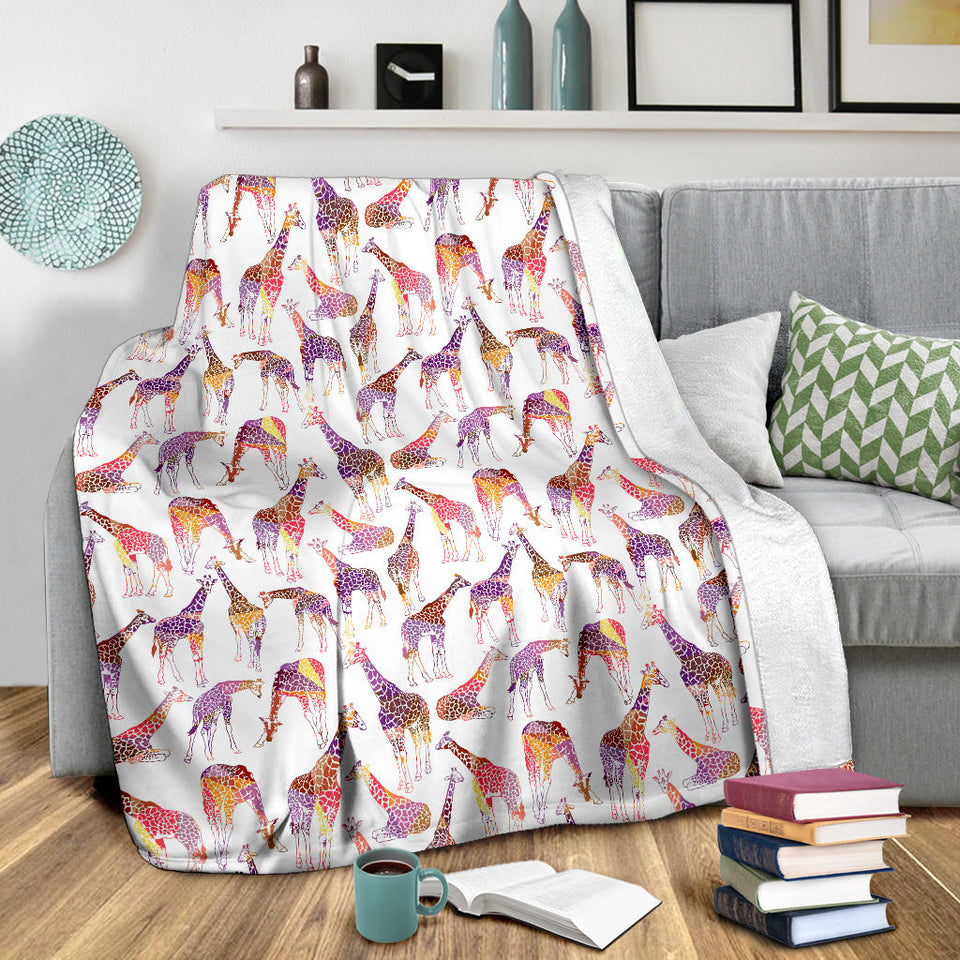 Giraffe Pattern Print Design 02 Premium Blanket