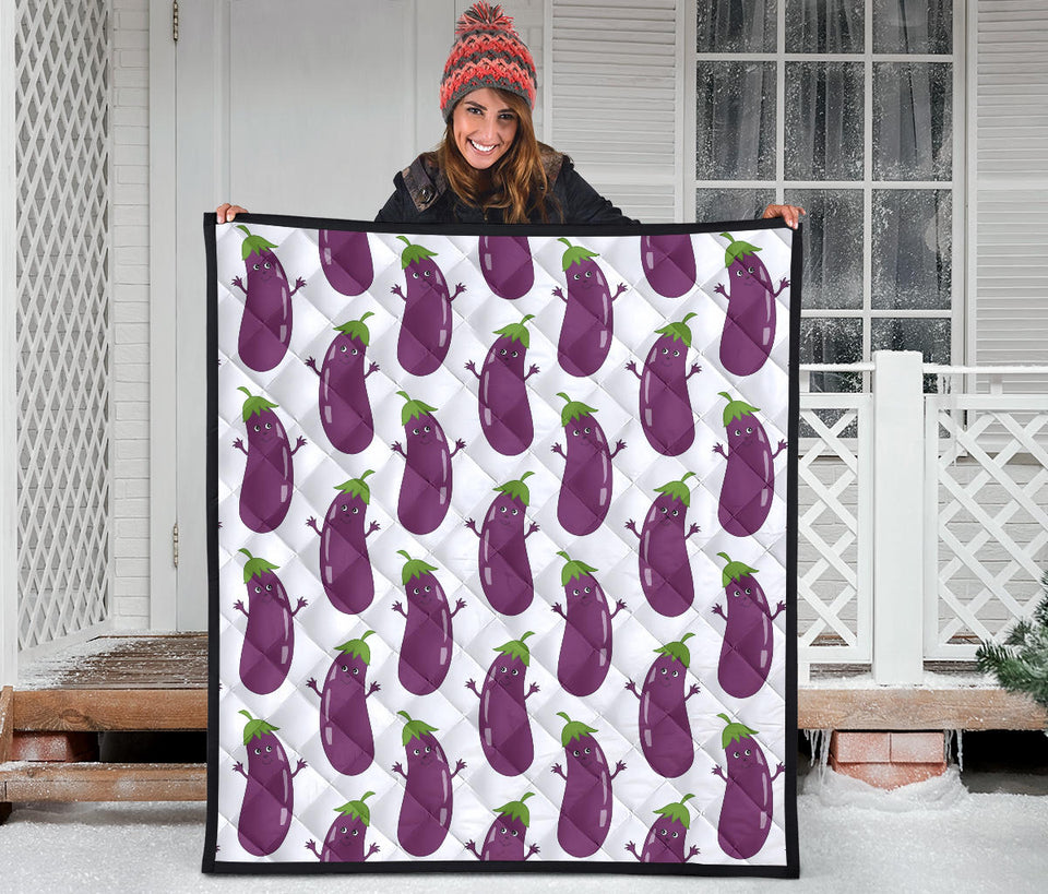 Eggplant Pattern Print Design 01 Premium Quilt