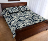 Sugar skull black white pattern Quilt Bed Set