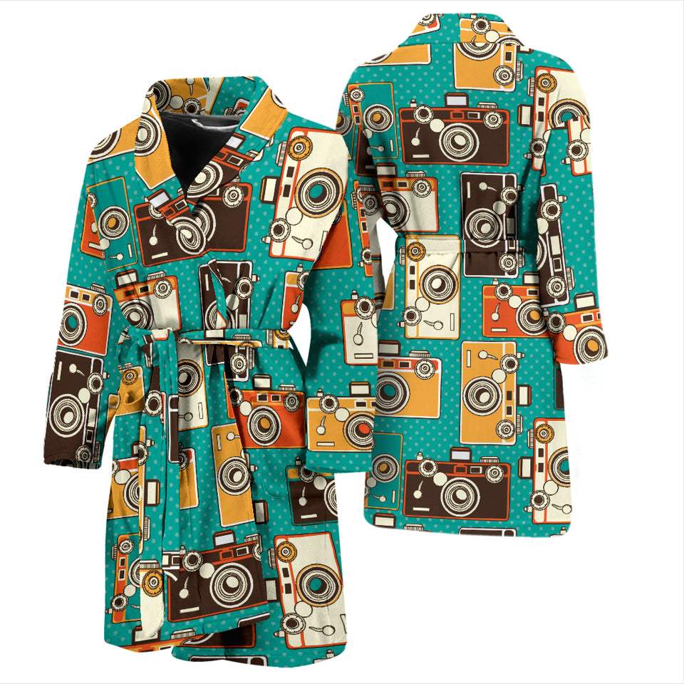 Camera Pattern Print Design 03 Men's Bathrobe