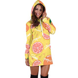 Grapefruit Yellow Background Women'S Hoodie Dress
