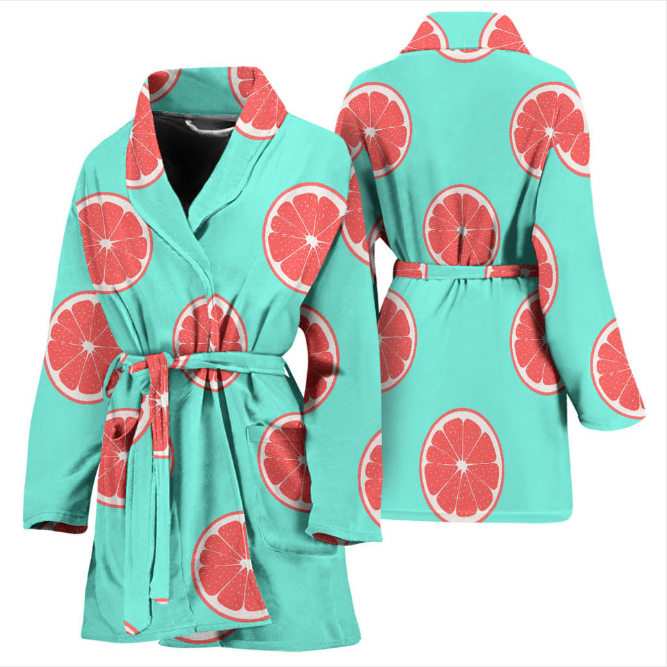 Grapefruit Green Background Women'S Bathrobe