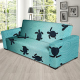 Sea Turtle With Blue Ocean Backgroud Sofa Slipcover