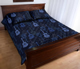 Blue Theme guitar pattern Quilt Bed Set