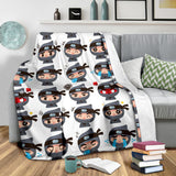 Cute Ninja Design Pattern Premium Blanket