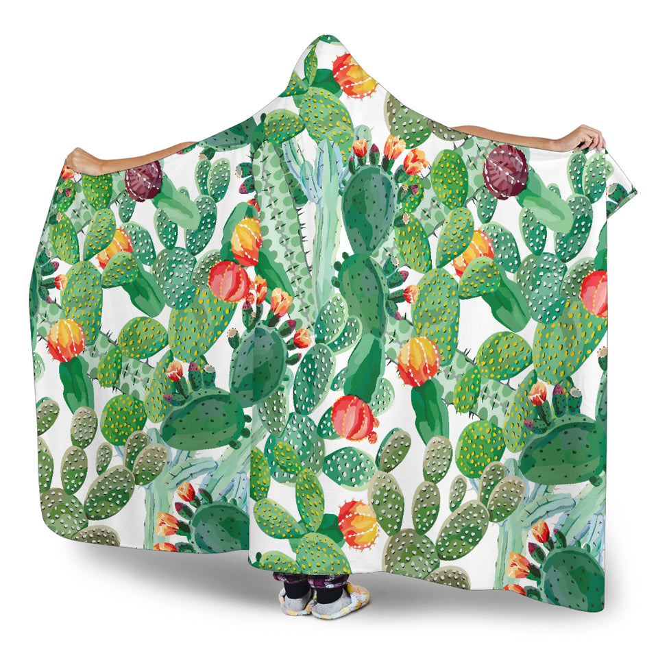 Cactus Design Pattern Copy Hooded Blanket