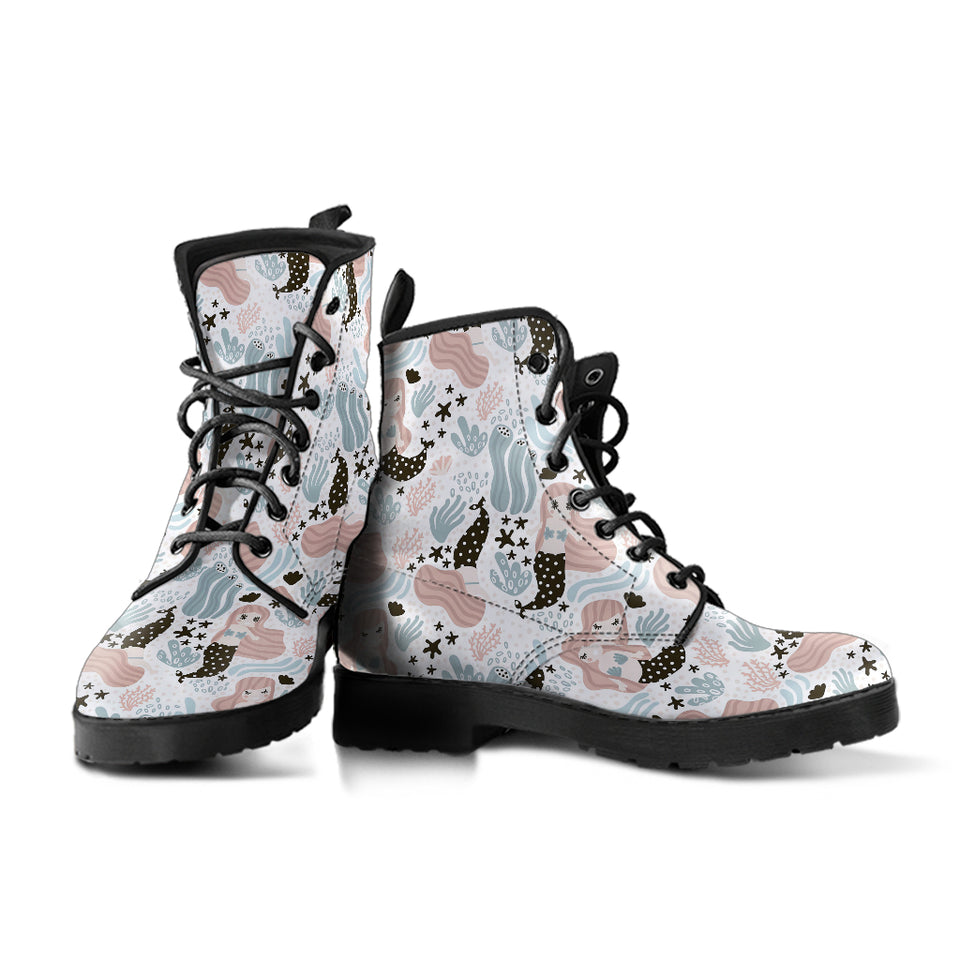 Cute Mermaid Pattern Leather Boots
