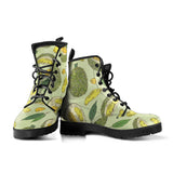 Durian Leaves Pattern Background Leather Boots
