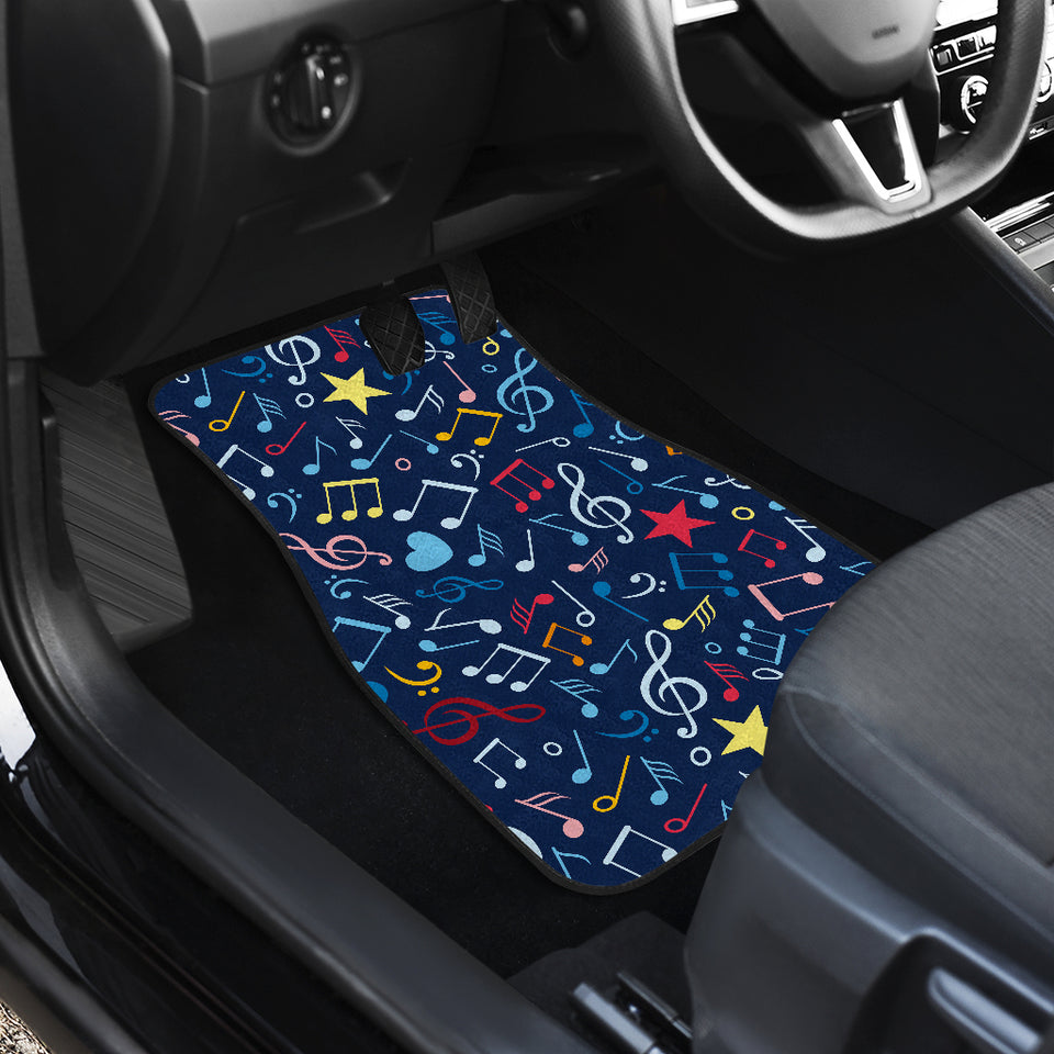 Music Notes Pattern Print Design 03 Front and Back Car Mats