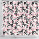 Zebra Pink Flower Background Shower Curtain Fulfilled In US