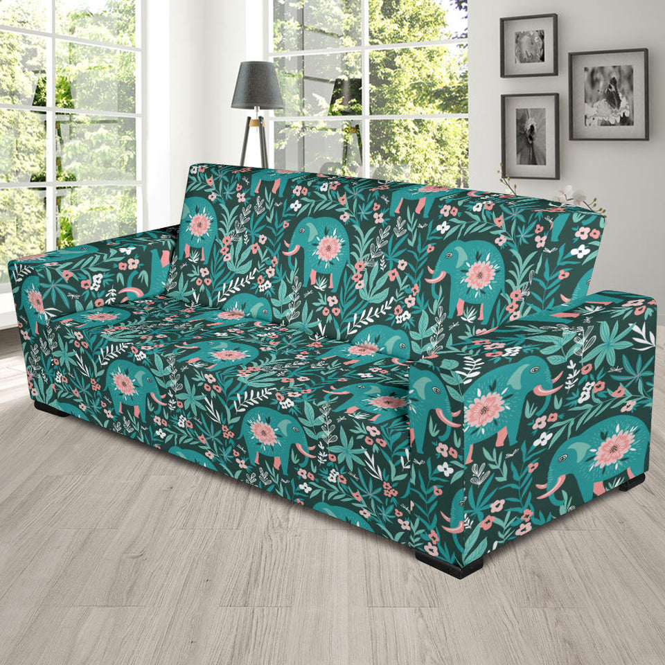 Elephants Jungle Pattern Sofa Slipcover