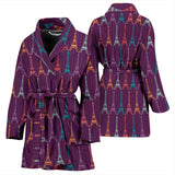 Eiffel Tower Pattern Print Design 05 Women's Bathrobe
