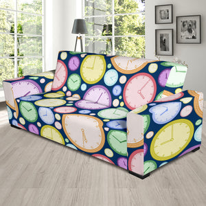 Colorful Clock Background Sofa Slipcover