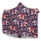 Elephant Indian Style Ornament Pattern Hooded Blanket