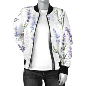Hand Painting Watercolor Lavender Women'S Bomber Jacket