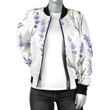 Hand Painting Watercolor Lavender Women'S Bomber Jacket