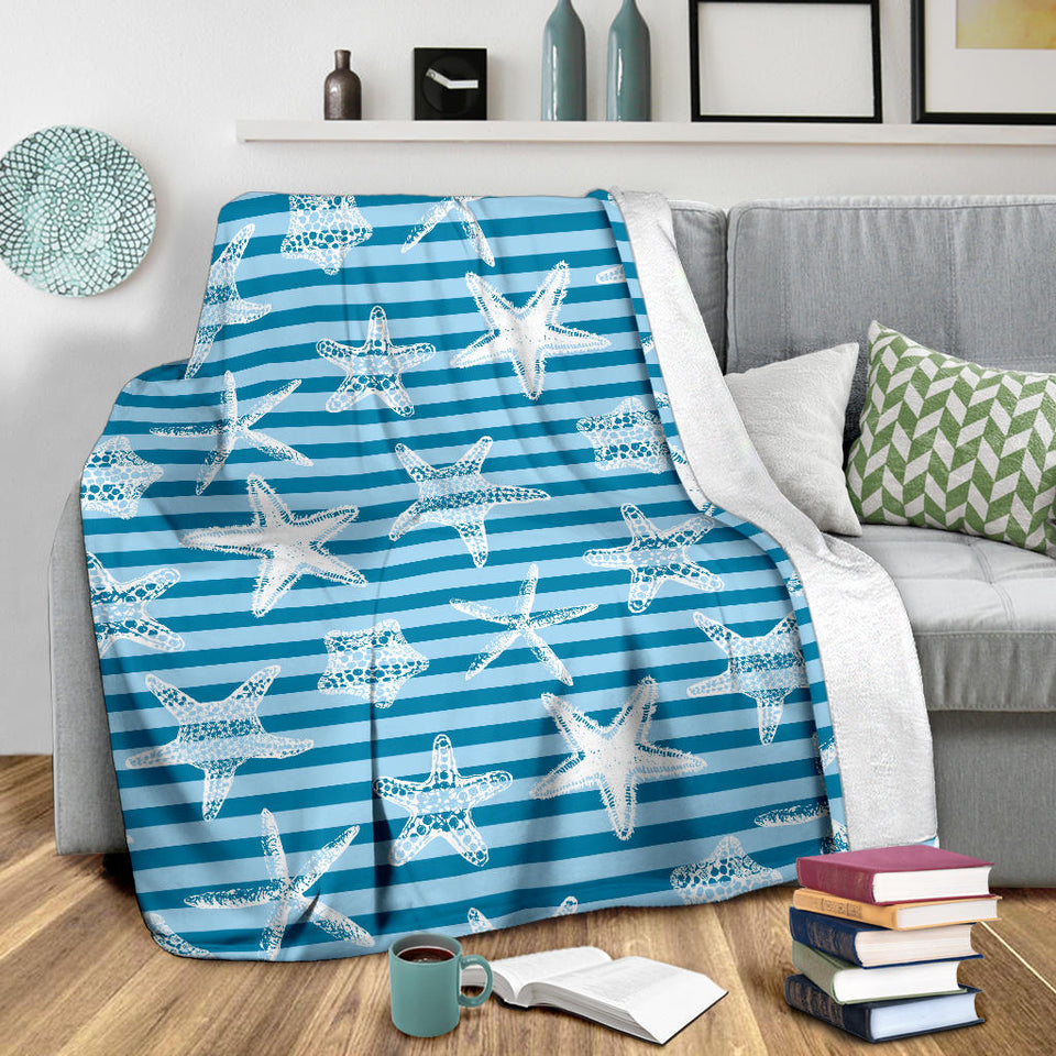 Starfish Blue Blackground Premium Blanket