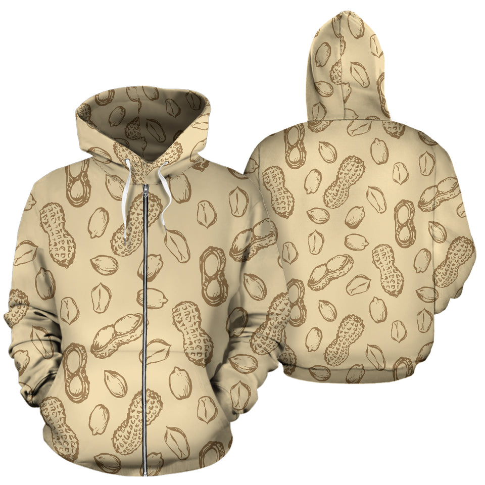 Hand Drawn Peanuts Pattern Zip Up Hoodie