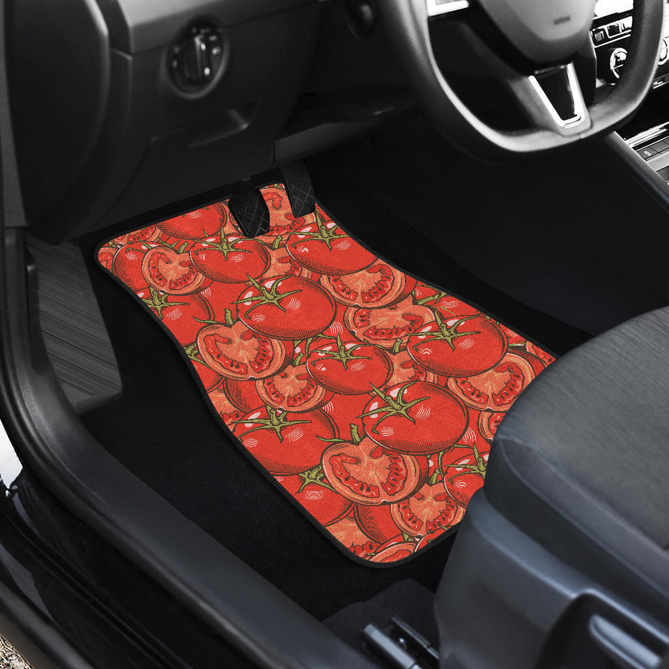 Red Tomato Pattern Front And Back Car Mats