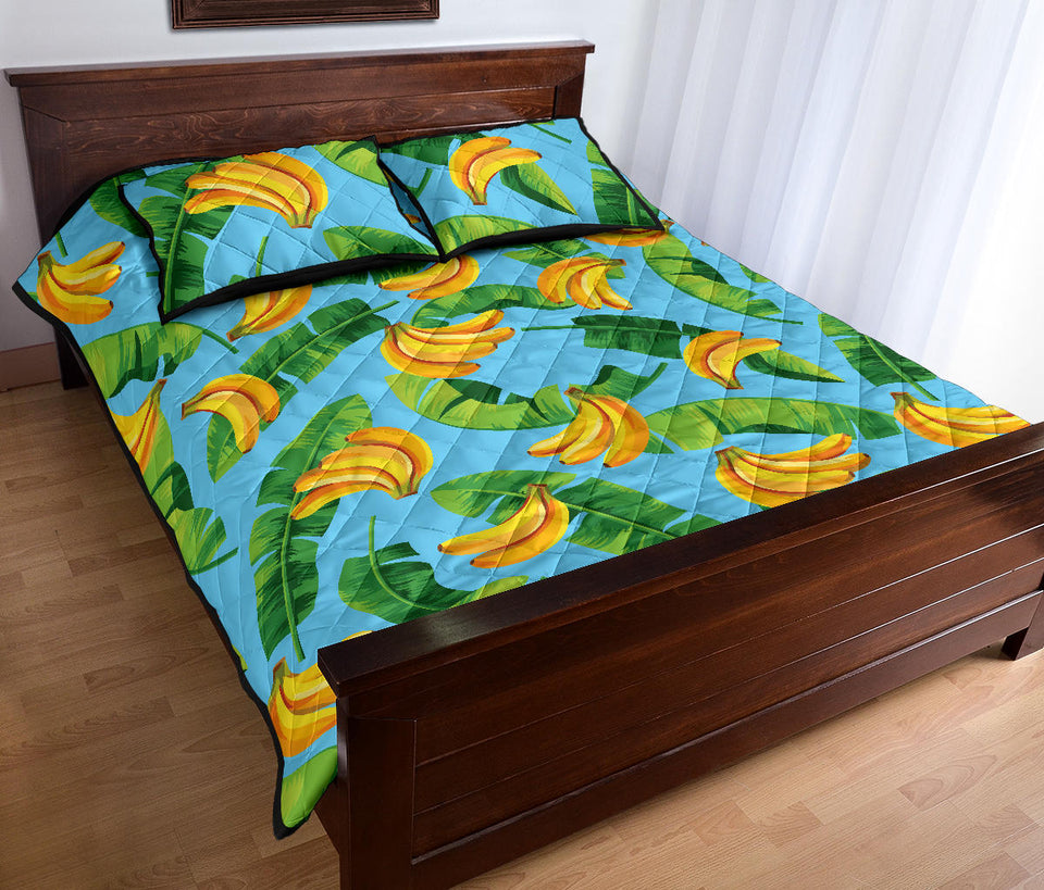 banana leaves banana design pattern Quilt Bed Set